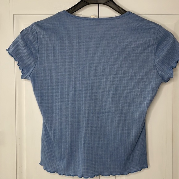 Sky and Sparrow Blue Button Down Cropped T-shirt XL - Picture 6 of 8
